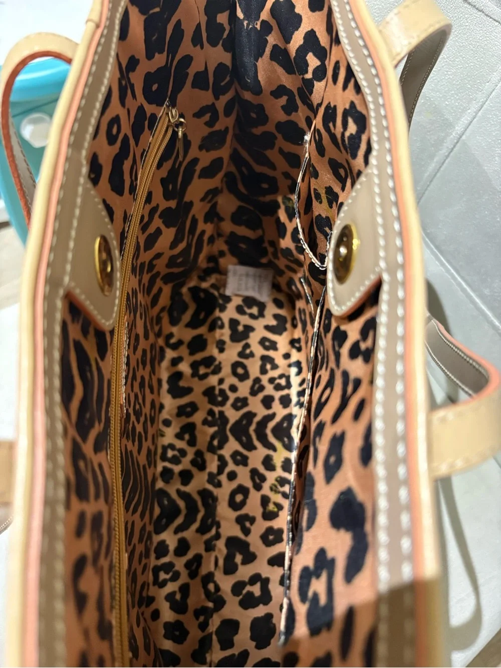 Victor Hugo Italian Leather Brown Monogram Tote Bag in Tan Trim